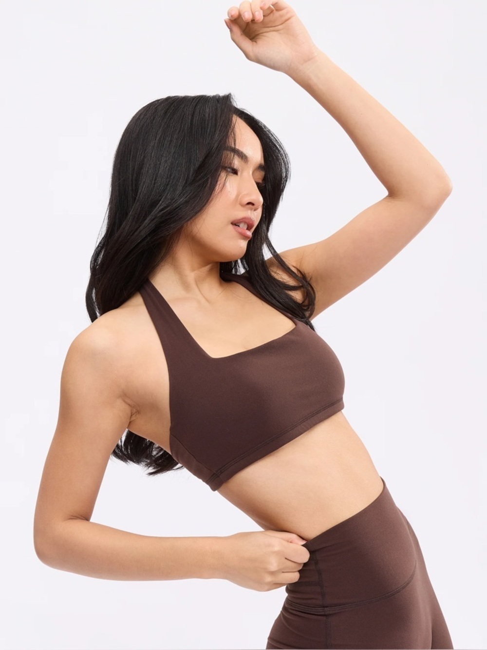 Buffbunny Revolution Halter Sports Bra- Journey Dark Brown- Size Medium